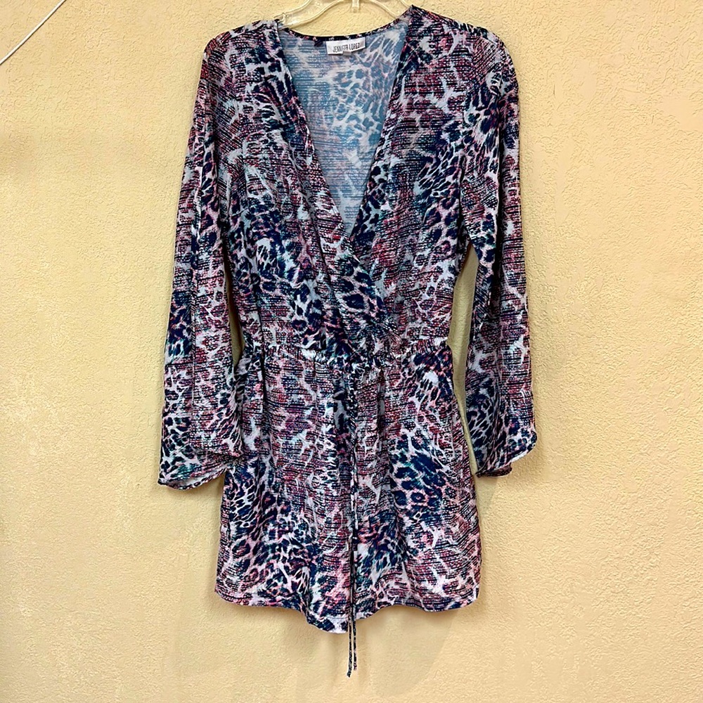 Jennifer Lopez womans boho Belle sleeve tie-dye Romper size M
